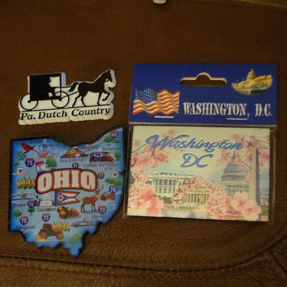 Set of 3 Travel Souvenir Magnets Washington DC Ohio Pa Dutch Country
